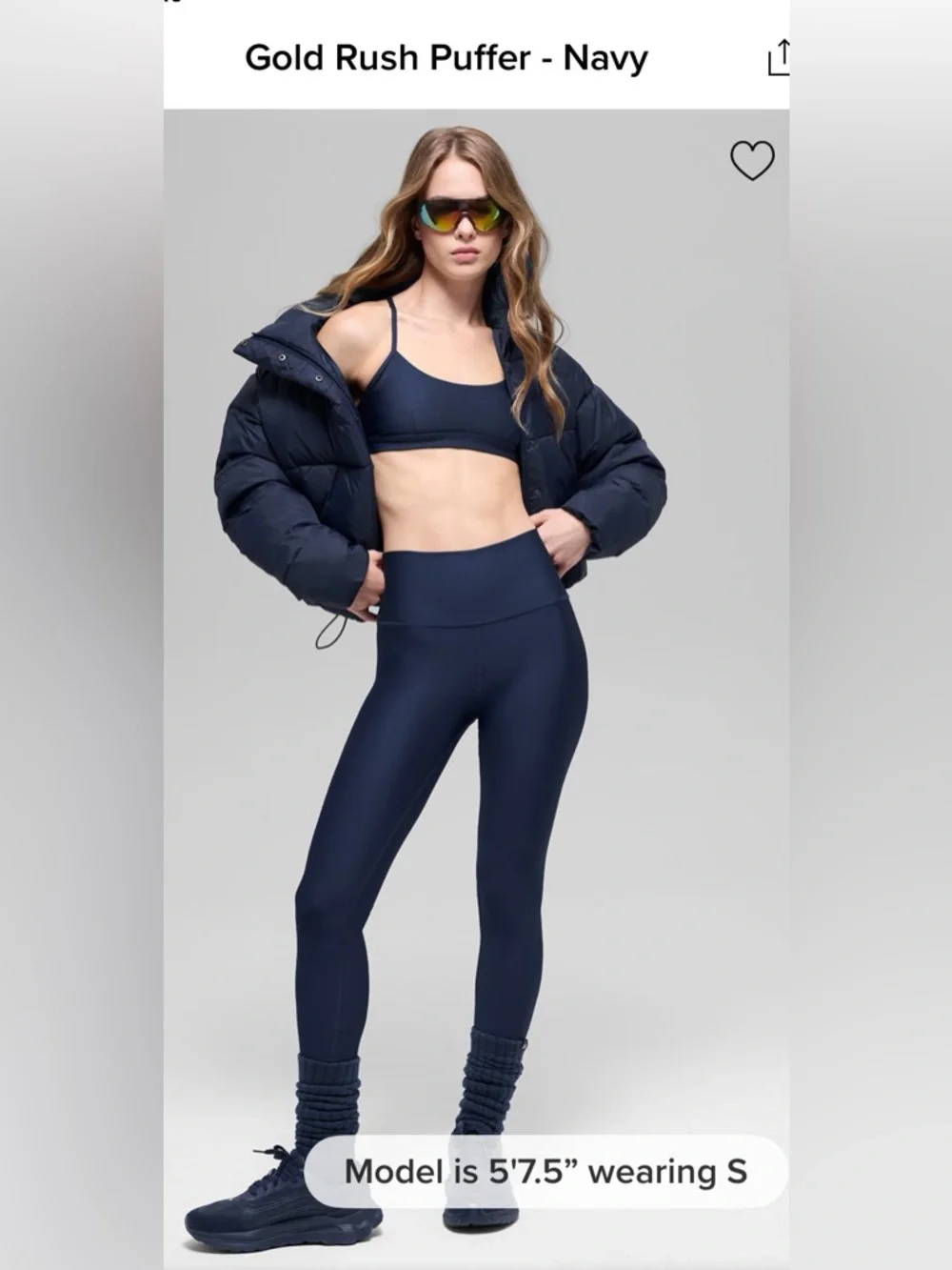 Alo Yoga NWT Gold Rush Puffer Jacket Navy Blue Size M
